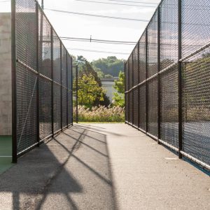Chain,Link,Fence,Sport,Active,Area.,Racket,Ball,Sports,Area.