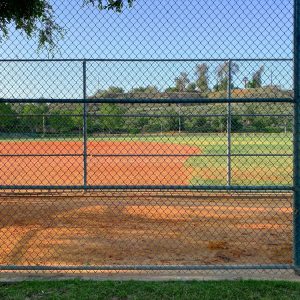 A,Chain,Link,Fence,Baseball,Field,Dugout,Practice,Sports,Park